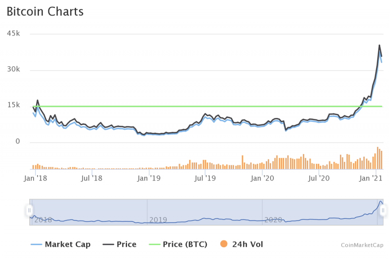 Coinmarketcap을 통한 Bitcoin 가격 차트